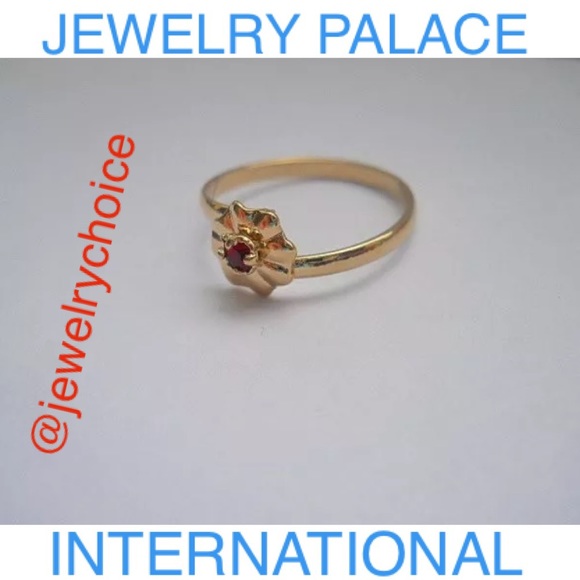 🆕14K Gold Filled Red Austrian Crystal Flower Kids Ring. - Picture 4 of 4